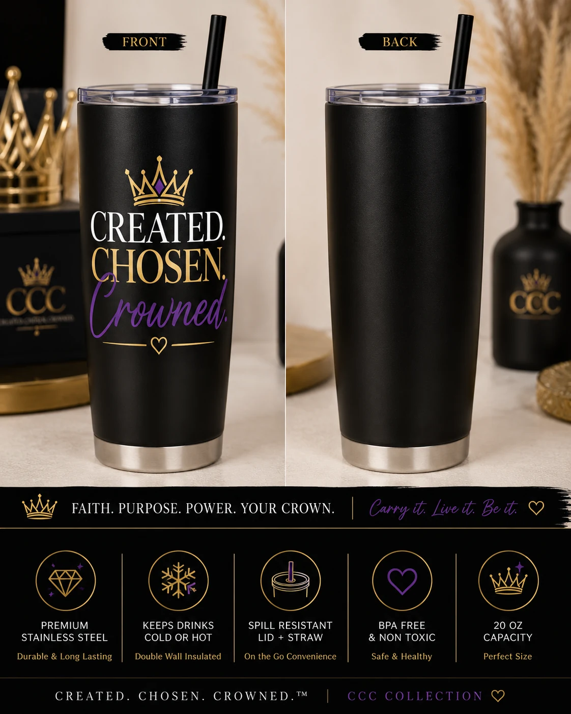 Created. Chosen. Crowned. Tumbler