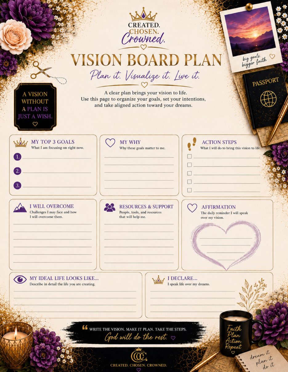 Crowned Vision Board Book preview page