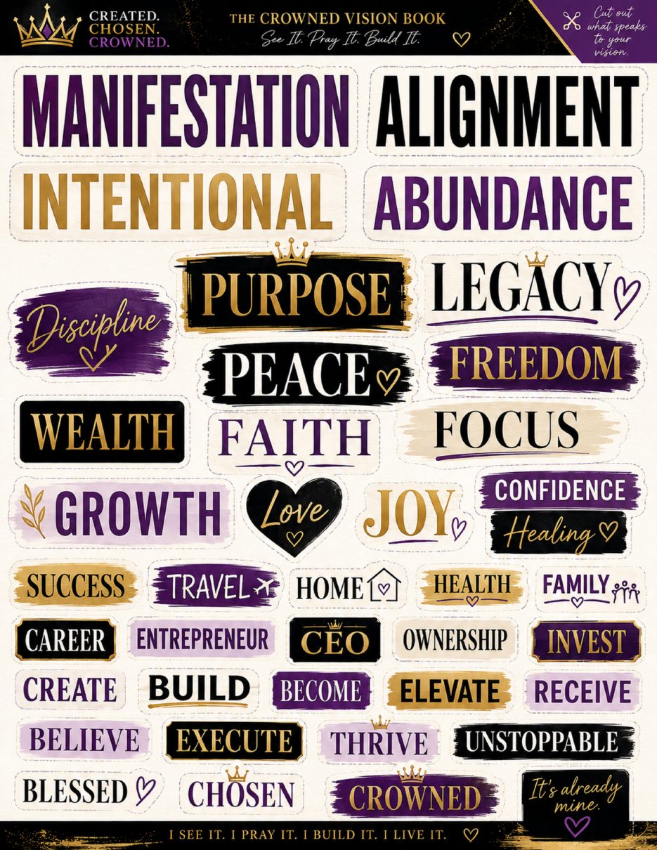 Crowned Vision Board Book preview page